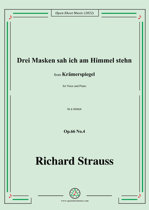 Book cover for Richard Strauss-Drei Masken sah ich am Himmel stehn,in a minor,Op.66 No.4
