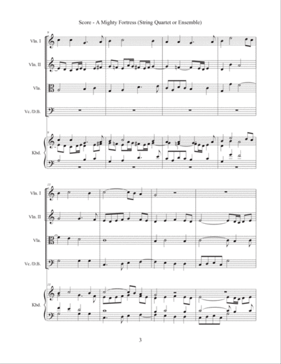 A Mighty Fortress (String Quartet or String Ensemble) String Quartet scores gallery preview page 3