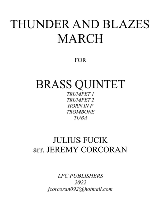 Book cover for Thunder and Blazes March for Brass Quintet
