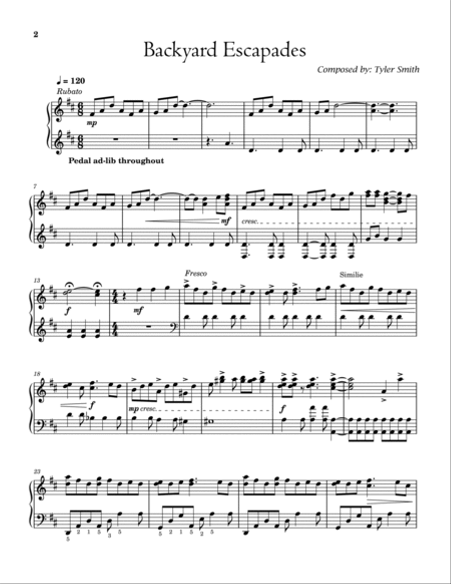 Backyard Escapades Piano Solo scores gallery preview page 2
