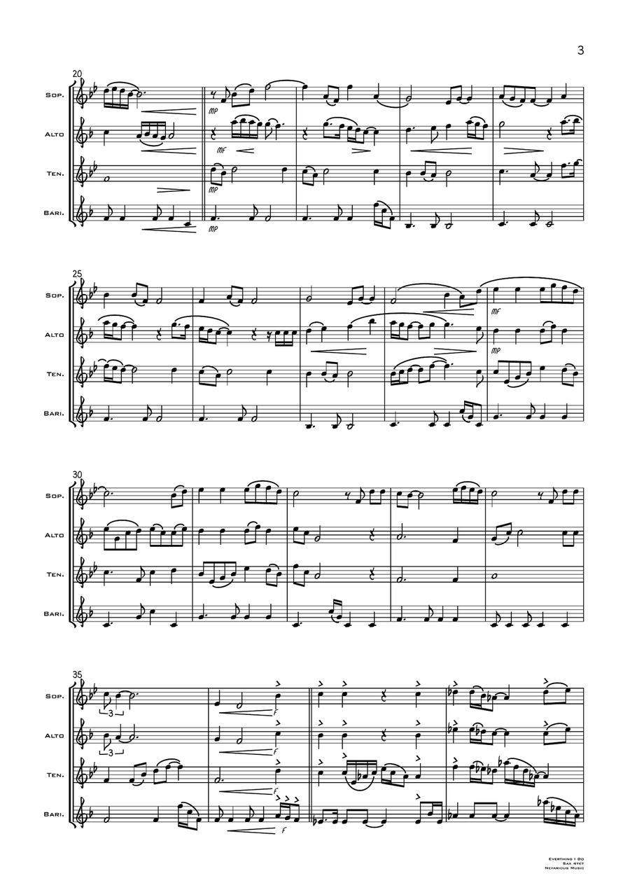 (Everything I Do) I Do It For You Saxophone Quartet scores gallery preview page 3