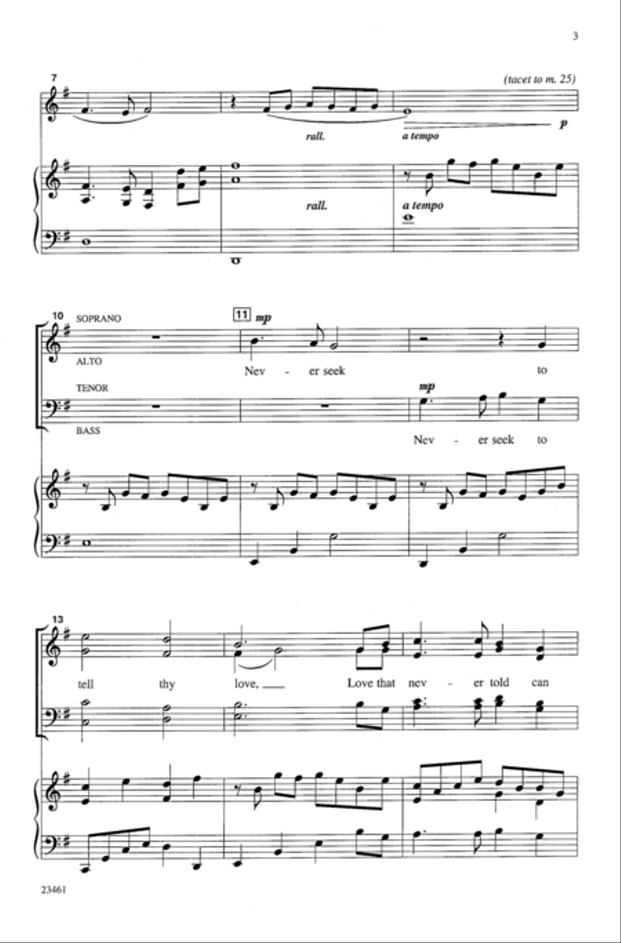 Never Seek to Tell Thy Love 4-Part scores gallery preview page 3