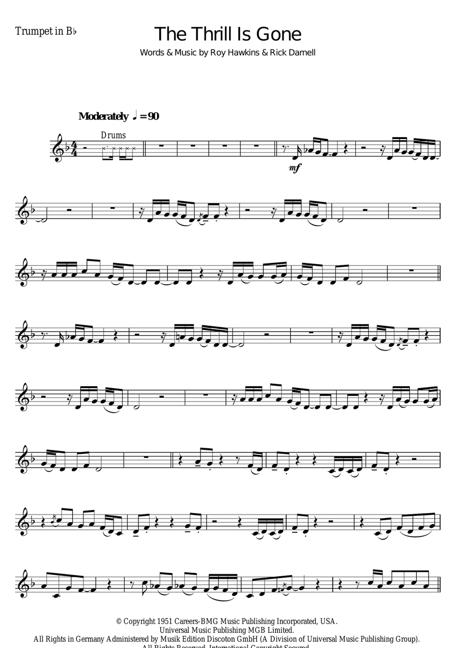 The Thrill Is Gone The Thrill Is Gone Trumpet Solo scores gallery preview page 1