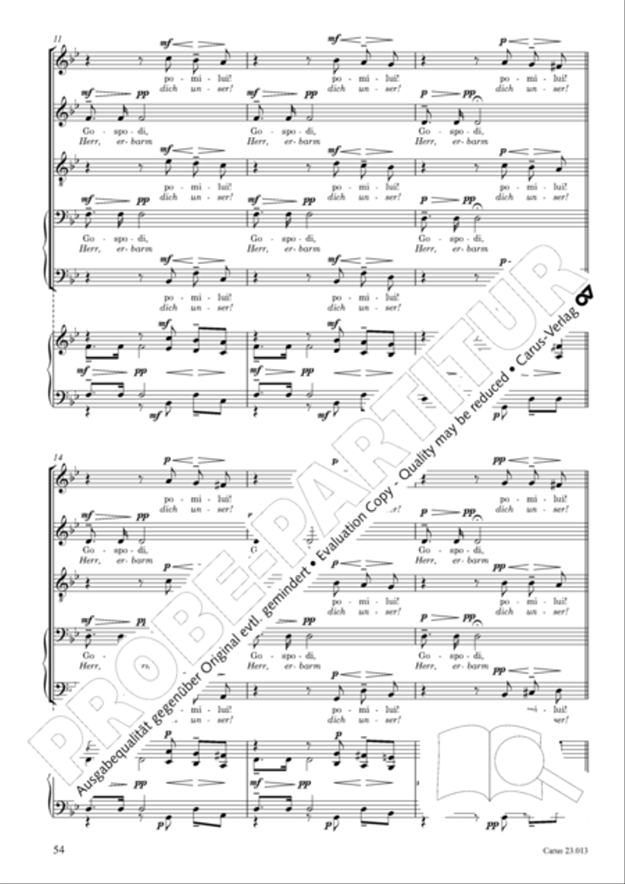 Liturgy of St. John Chrysostom op. 31 for mixed choir a cappella (Chrysostomos-Liturgie op. 31 fur Chor a cappella mit singbarem deutschem Text)