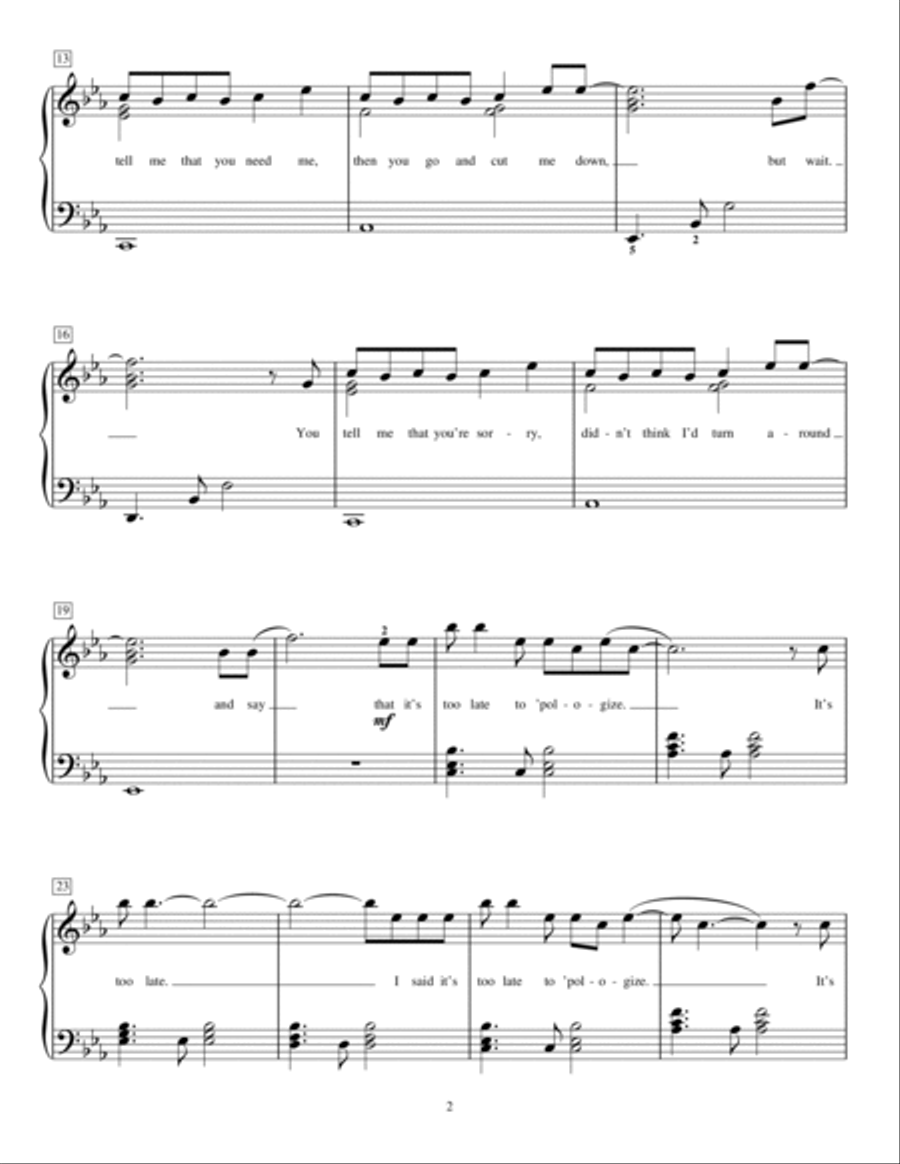 Apologize Piano Method scores gallery preview page 2
