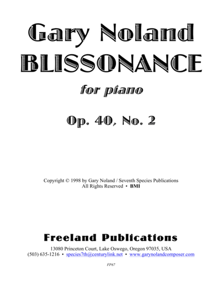 "Blissonance" for piano Op. 41, No. 4