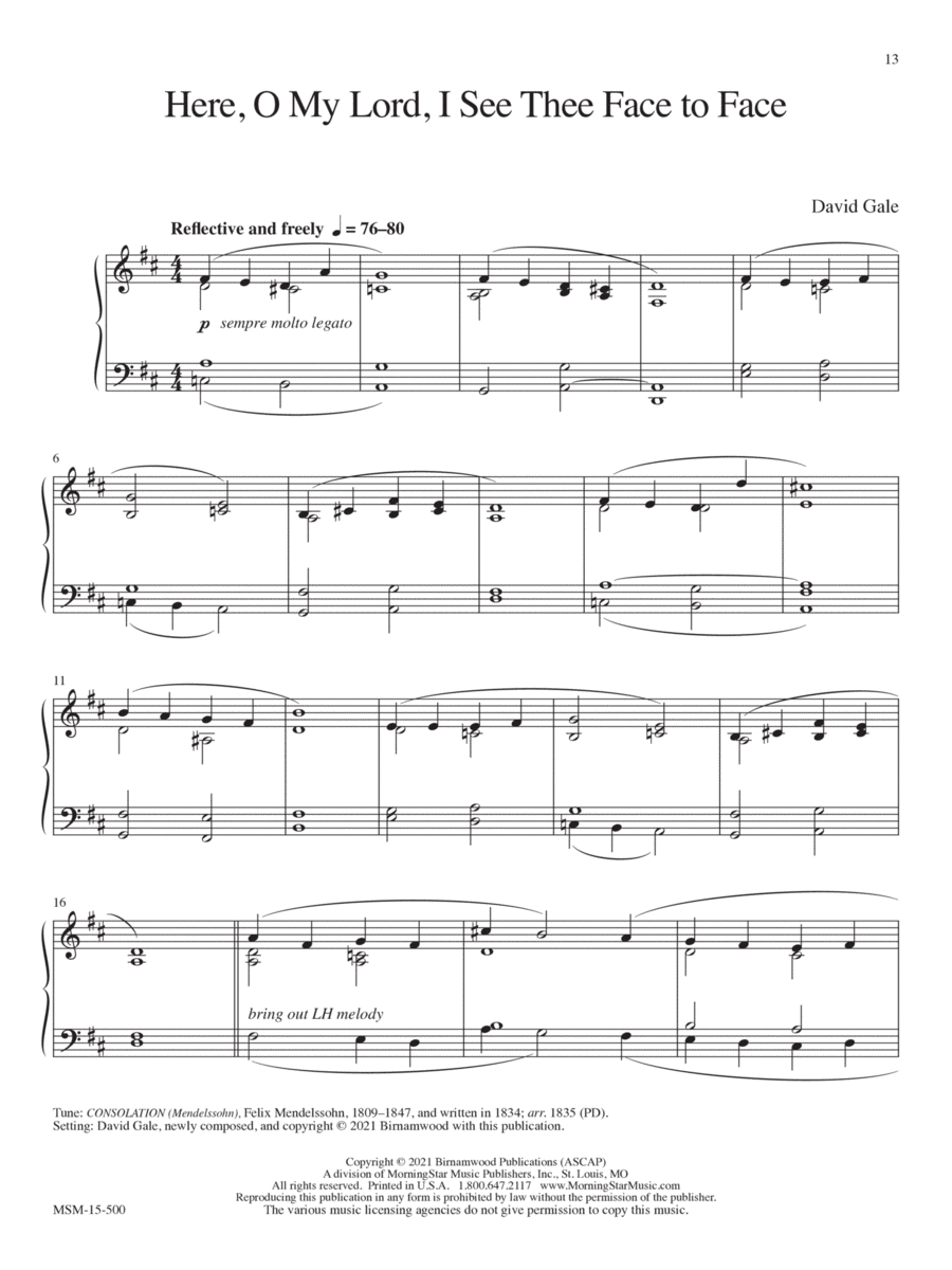Here, O My Lord I See Thee Face to Face Piano Solo scores gallery preview page 1