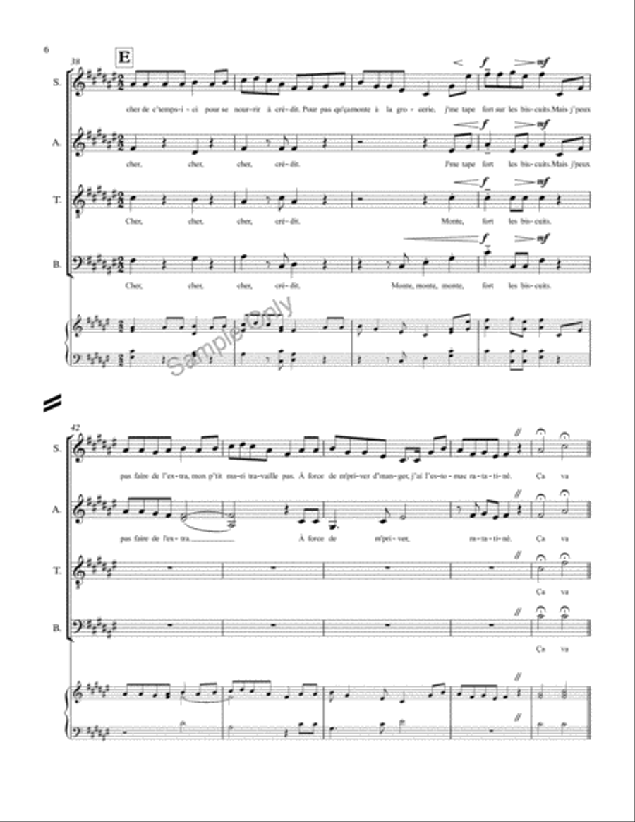 Ca Va Venir 4-Part scores gallery preview page 6