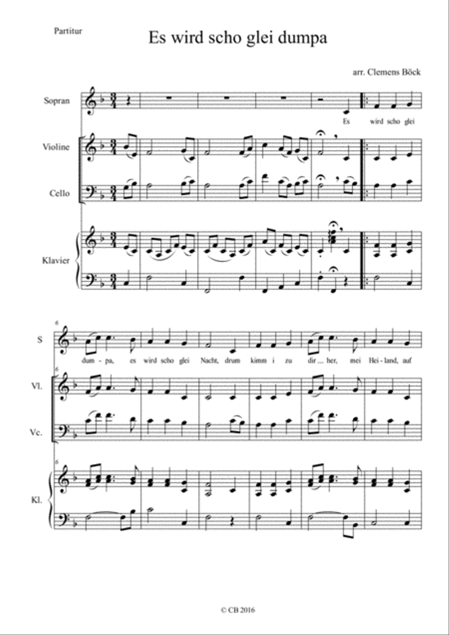 Es wird scho glei dumpa Piano Trio scores gallery preview page 1