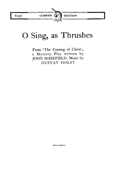 O Sing, As Thrushes