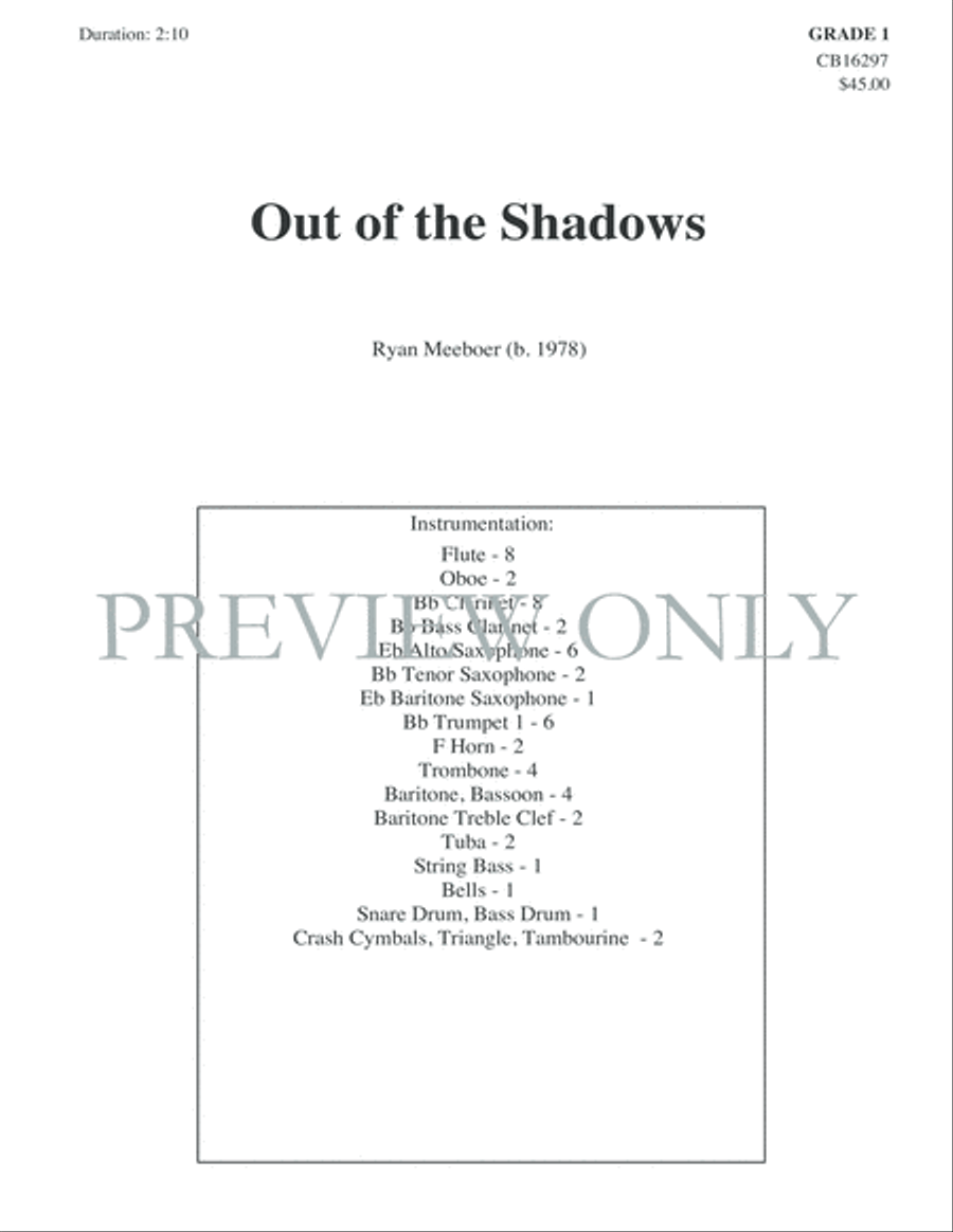 Out of the Shadows Concert Band scores gallery preview page 2