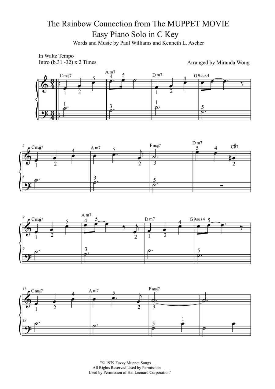 The Rainbow Connection Easy Piano scores gallery preview page 1