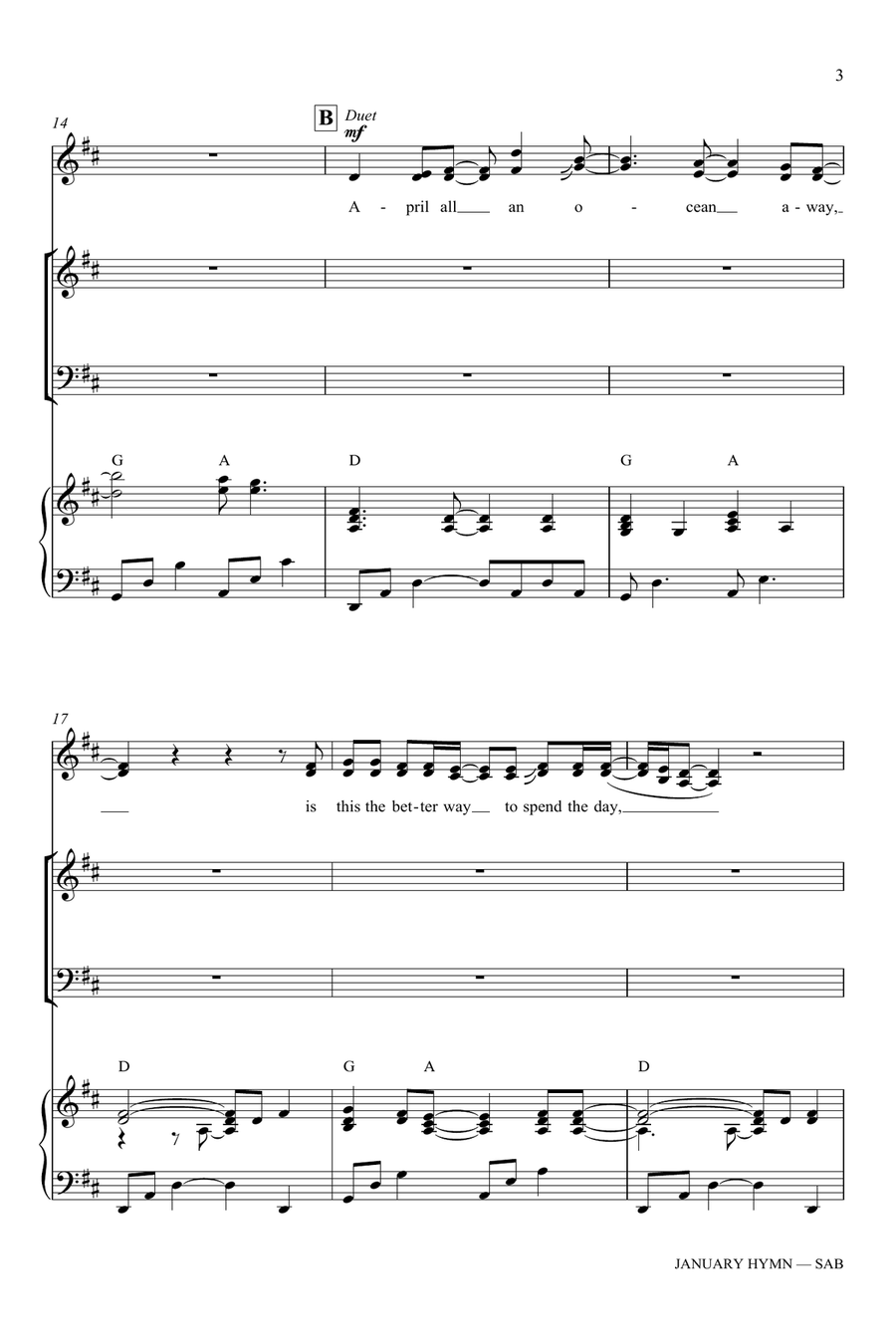January Hymn (arr. Keith Sinclair) 3-Part scores gallery preview page 3