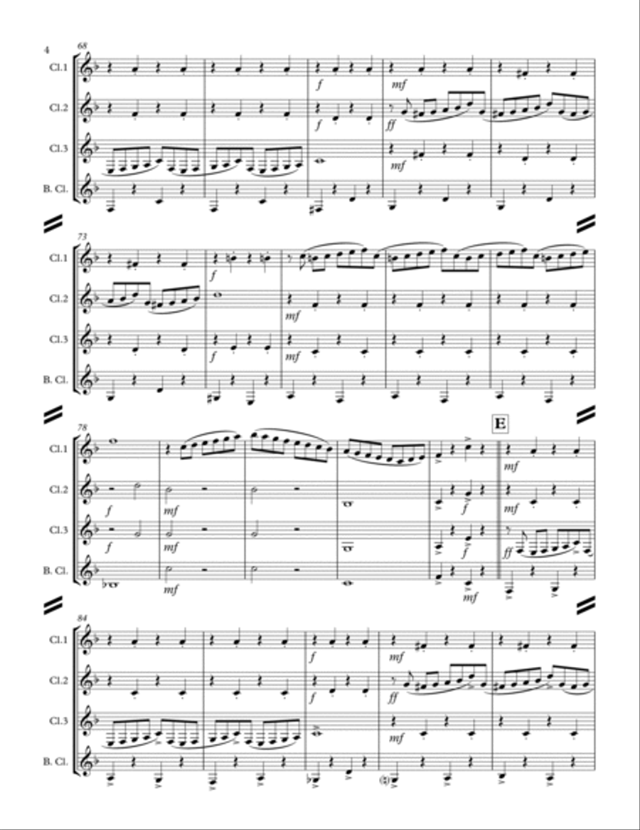 Dizzy Fingers (for Clarinet Quartet) Clarinet Quartet scores gallery preview page 5