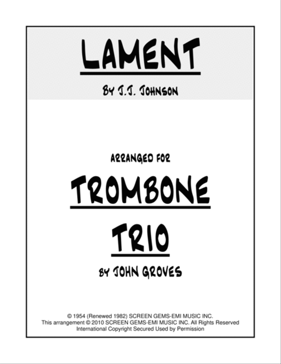 Lament Lament Trombone Trio scores gallery preview page 1
