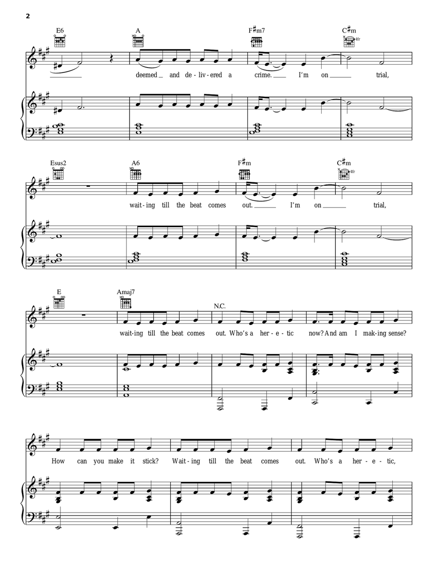 Which Witch Piano, Vocal, Guitar scores gallery preview page 2