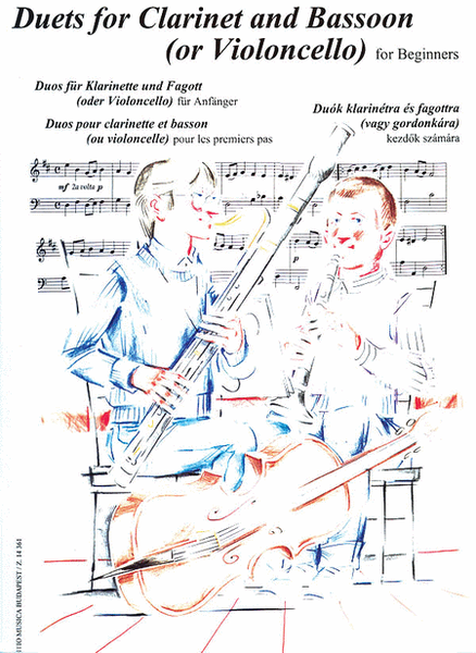 Duets for Clarinet (B-flat) and Bassoon (or Cello) for Beginners