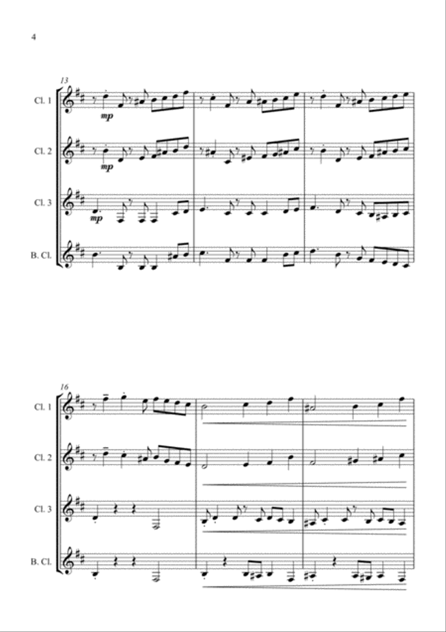 Fur Elise - Jazz Arrangement - for Clarinet Quartet Clarinet Quartet scores gallery preview page 4