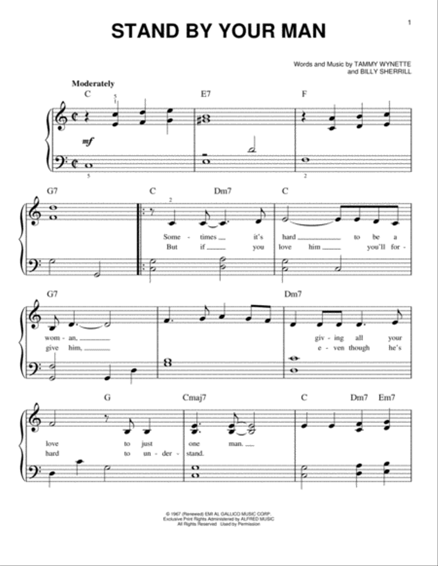Stand By Your Man Easy Piano scores gallery preview page 1