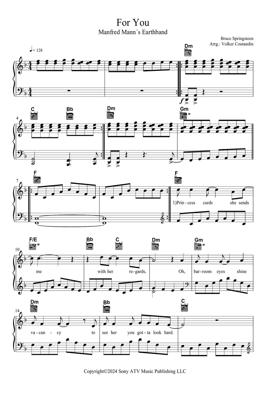 For You Piano, Vocal, Guitar scores gallery preview page 1