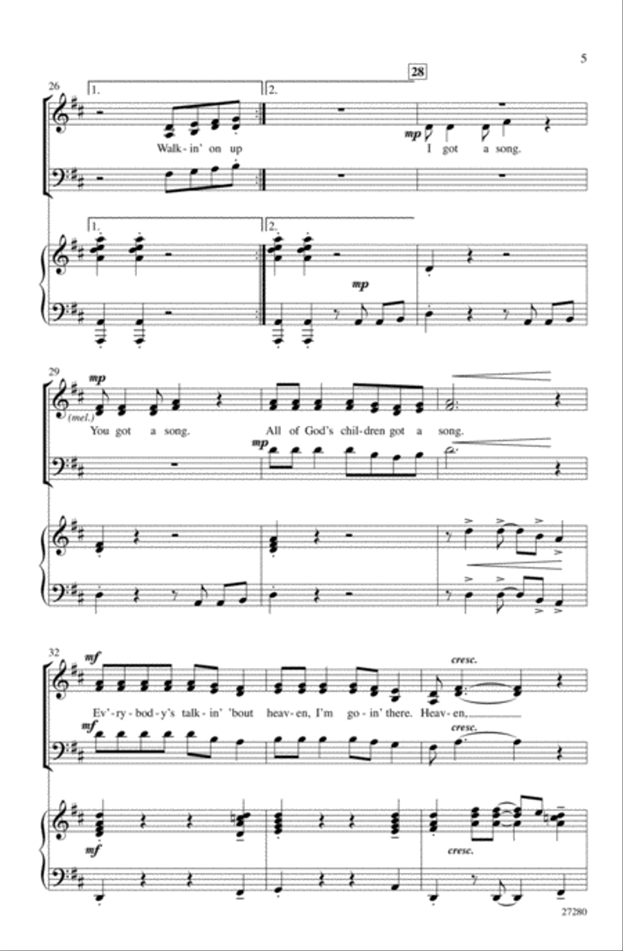 Walkin' On Up (To Heaven's Door) 3-Part scores gallery preview page 4