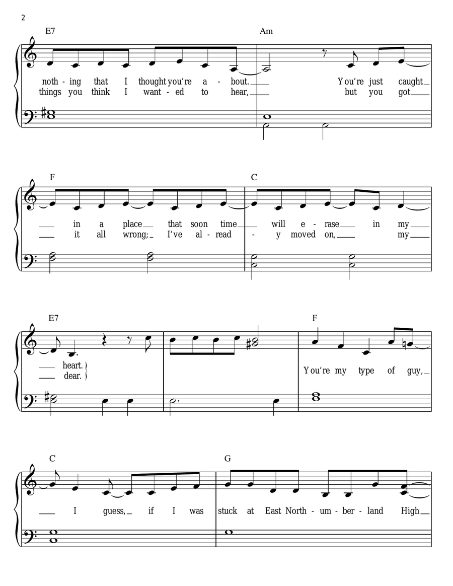 East Northumberland High Easy Piano scores gallery preview page 2