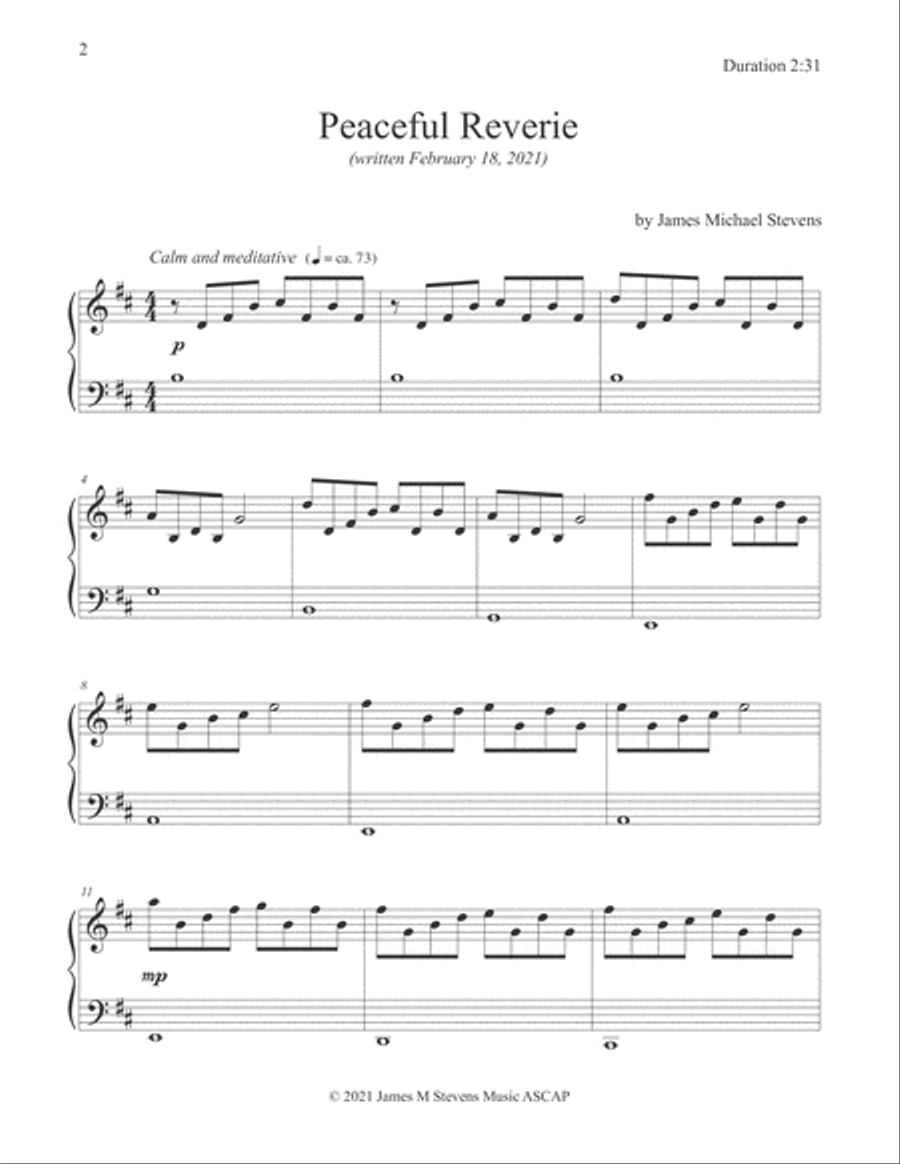 Peaceful Reverie Piano Solo scores gallery preview page 2