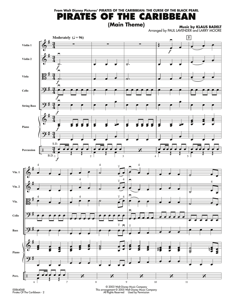 Pirates Of The Caribbean (Main Theme) - Full Score Orchestra scores gallery preview page 2
