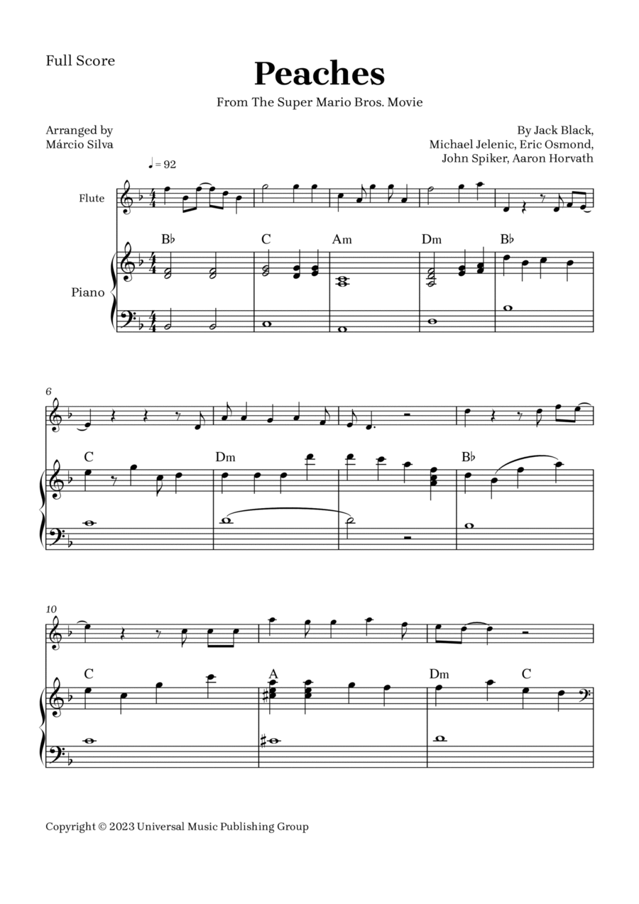 Peaches Flute Solo scores gallery preview page 1