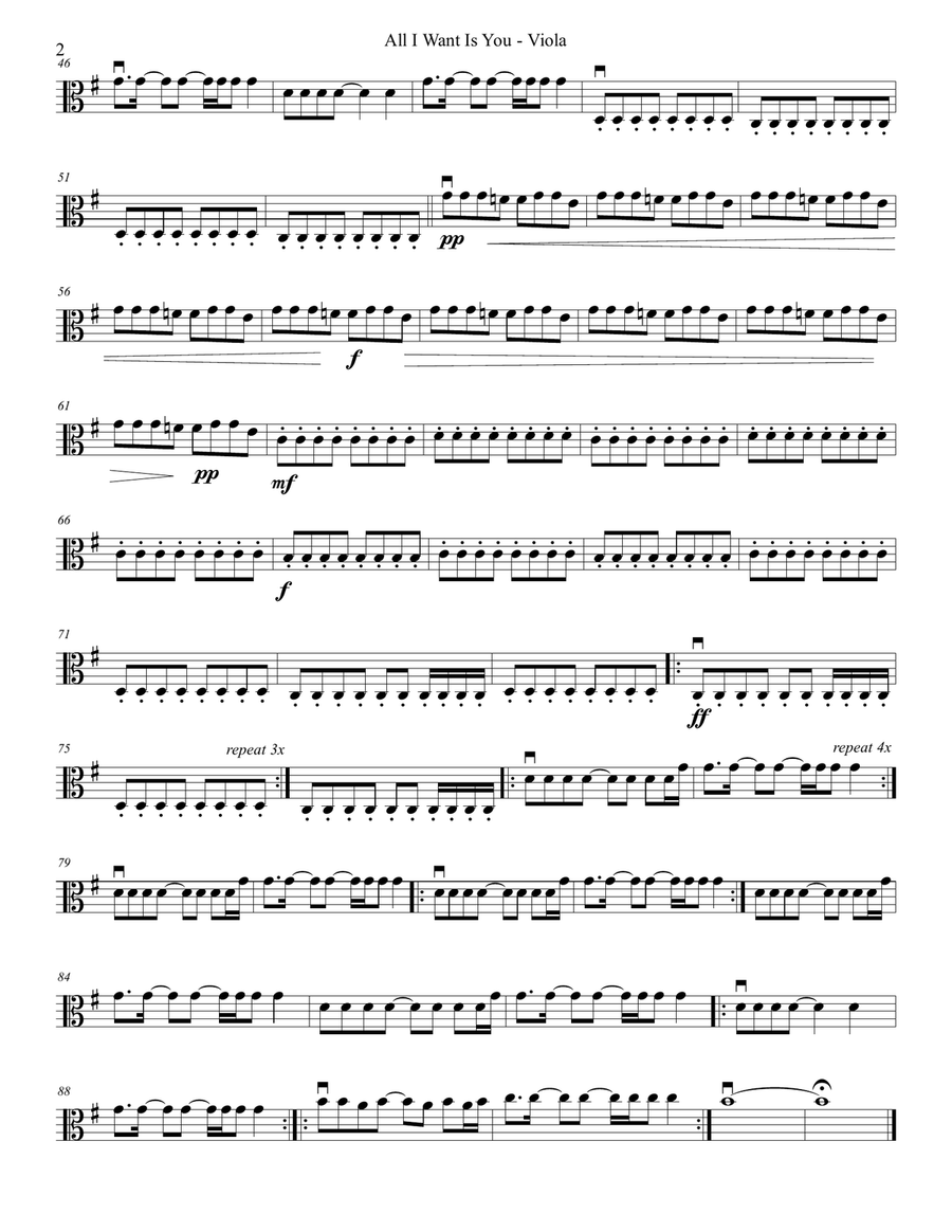 All I Want Is You String Quartet scores gallery preview page 6