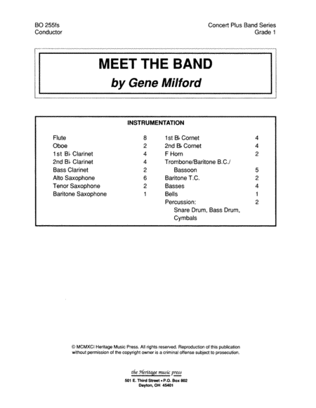Meet The Band Full Score