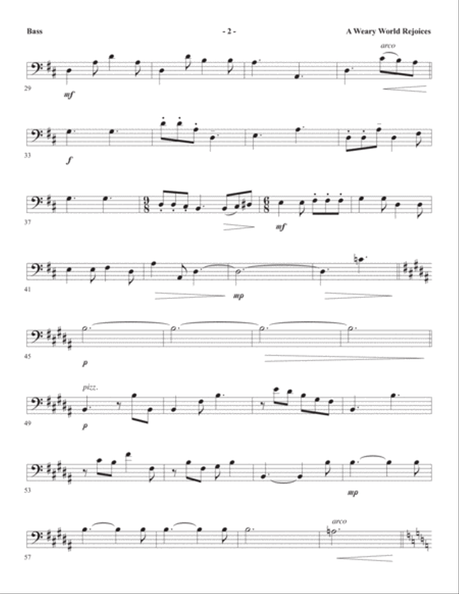 A Weary World Rejoices (A Chamber Cantata For Christmas) - Double Bass A Weary World Rejoices (A Chamber Cantata For Christmas) - Double Bass Choir scores gallery preview page 5