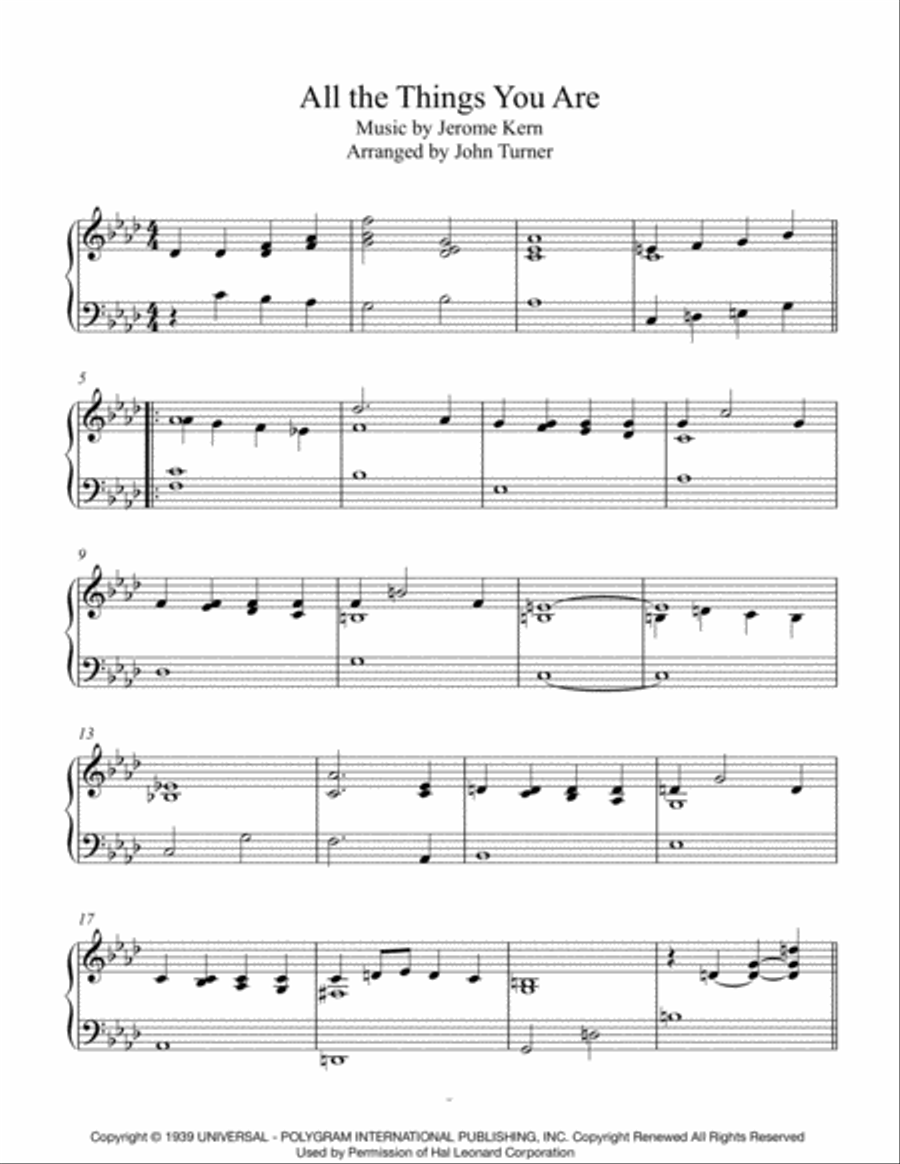 All The Things You Are Easy Piano scores gallery preview page 1