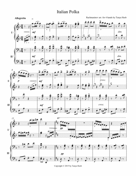 Italian Polka by Rachmaninoff, arr. for 4 hands