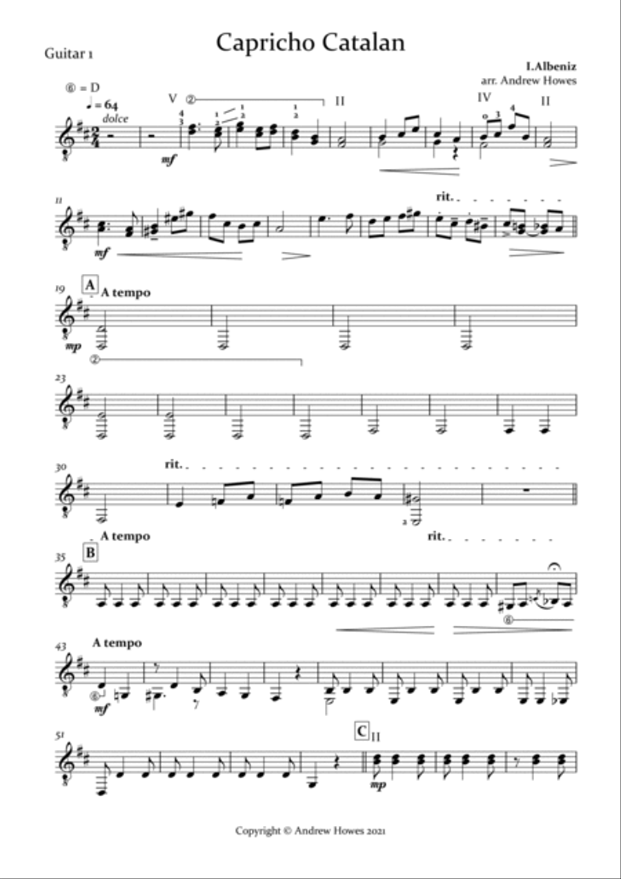 Capricho Catalán - Guitar Trio Guitar Ensemble scores gallery preview page 6