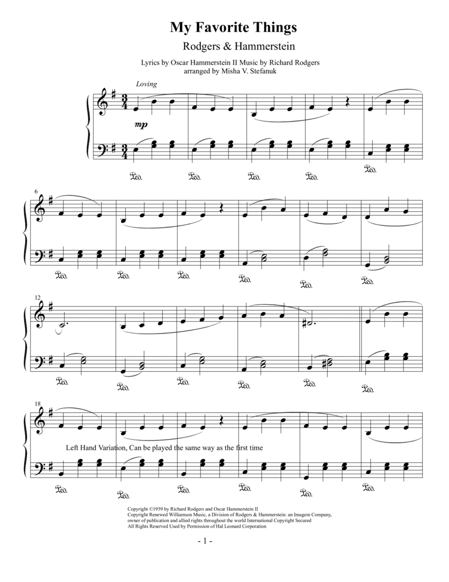 My Favorite Things My Favorite Things Easy Piano scores gallery preview page 1