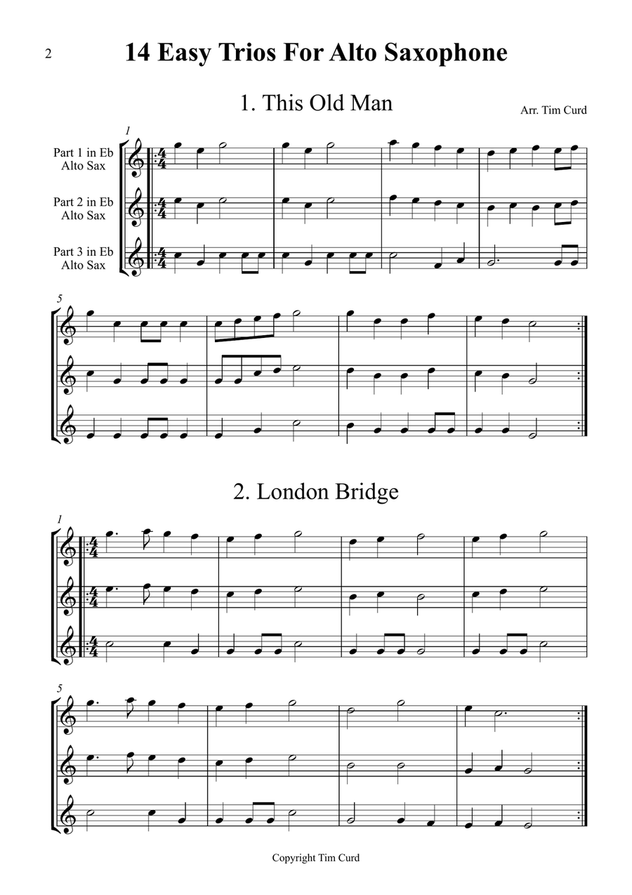 14 Easy Trios For Saxophone Woodwind Trio scores gallery preview page 2