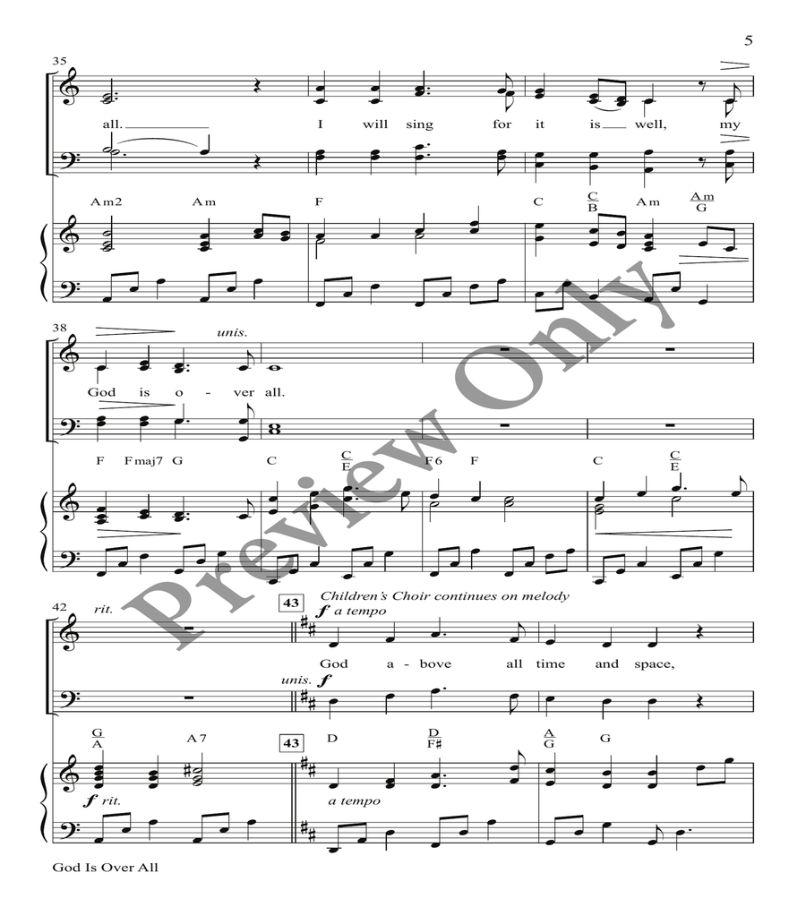 God Is Over All 4-Part scores gallery preview page 4