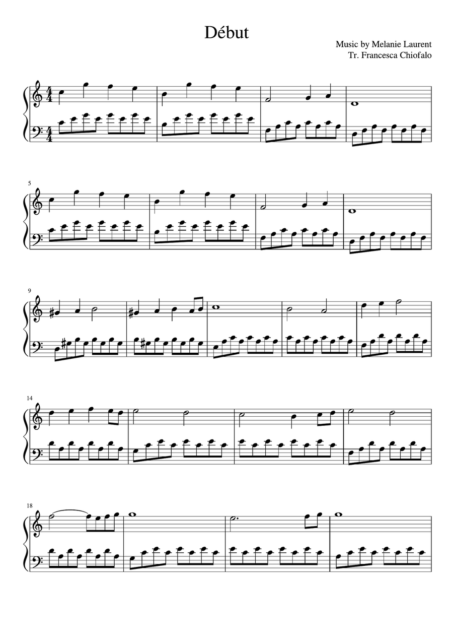 Mélanie Laurent - Début Easy Piano scores gallery preview page 1