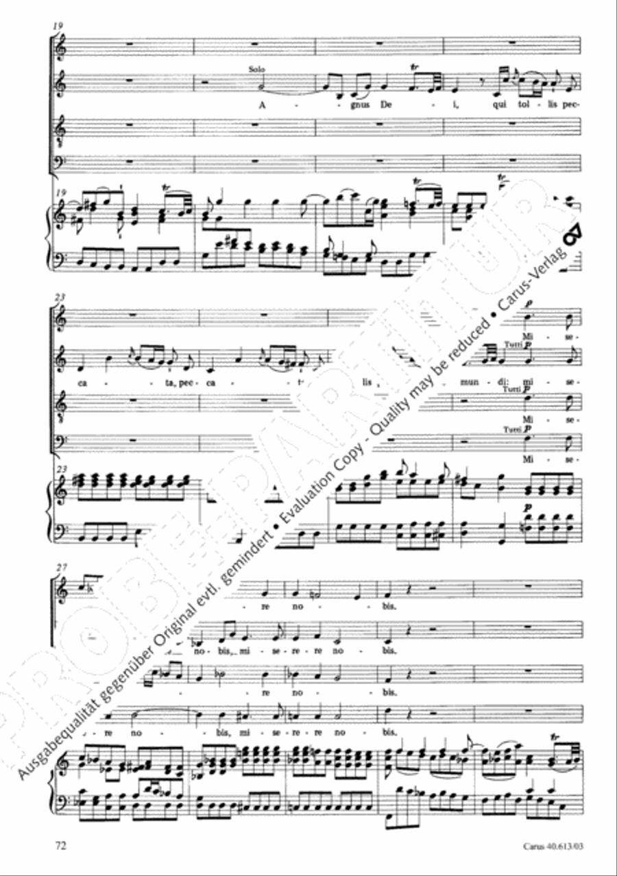 Mass in C (Missa in C) 4-Part scores gallery preview page 73