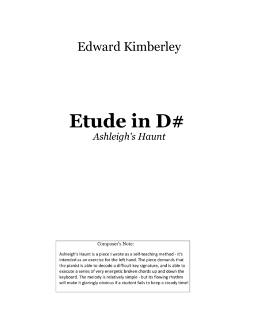 Etude in D# Piano Method scores gallery preview page 1