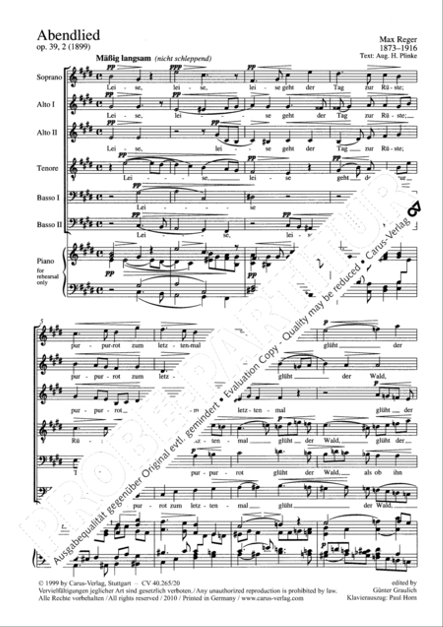 Evening song (Abendlied) Choir scores gallery preview page 3
