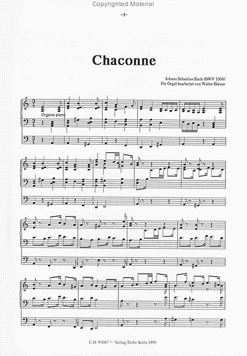 Chaconne a-moll BWV 1004 (für Orgel solo)