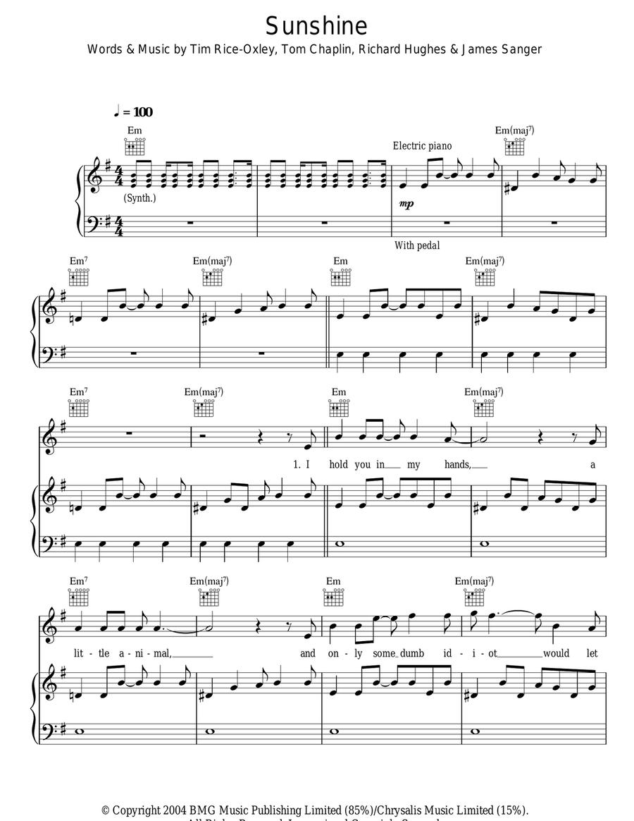 Sunshine Acoustic Guitar scores gallery preview page 1
