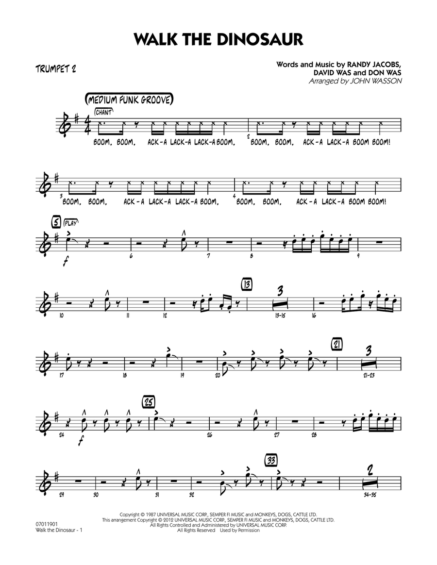 Walk The Dinosaur - Trumpet 2 Jazz Ensemble scores gallery preview page 1