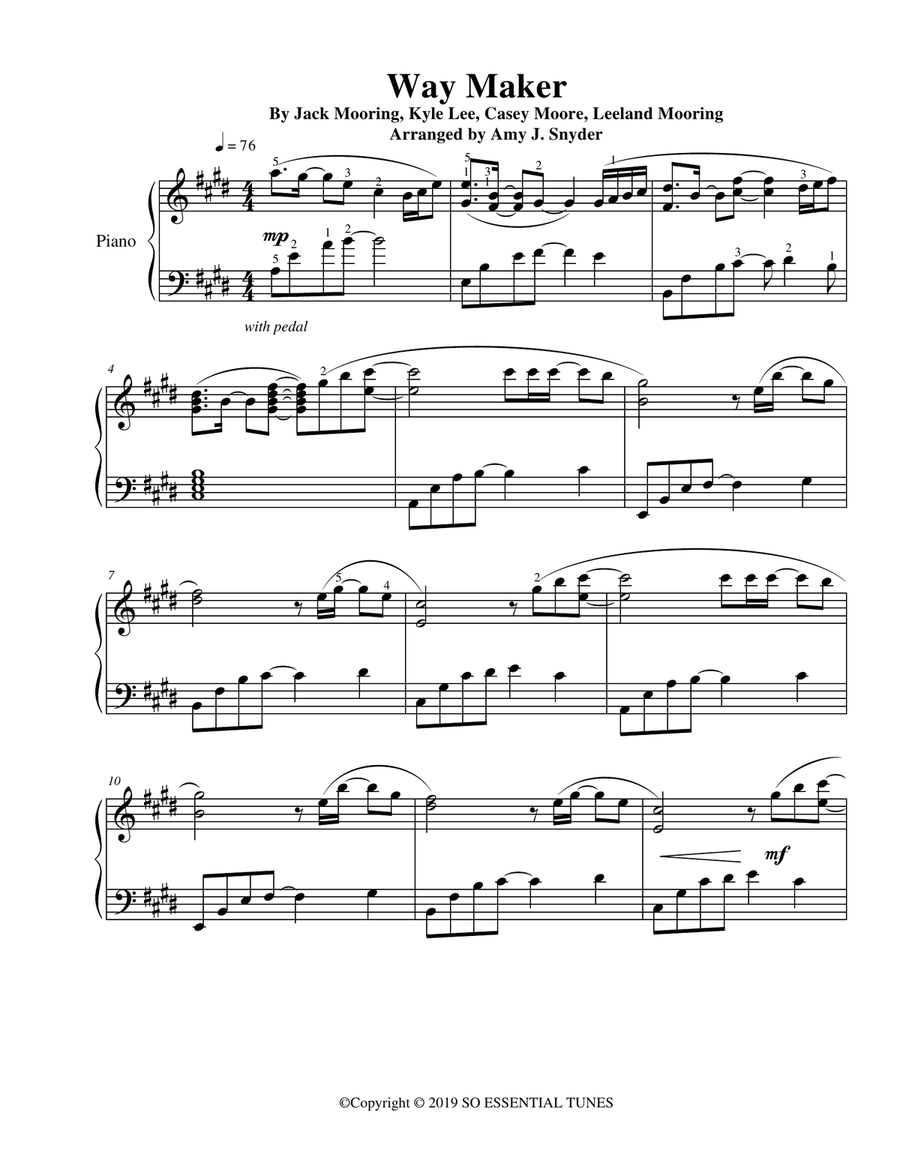 Way Maker Piano Solo scores gallery preview page 2