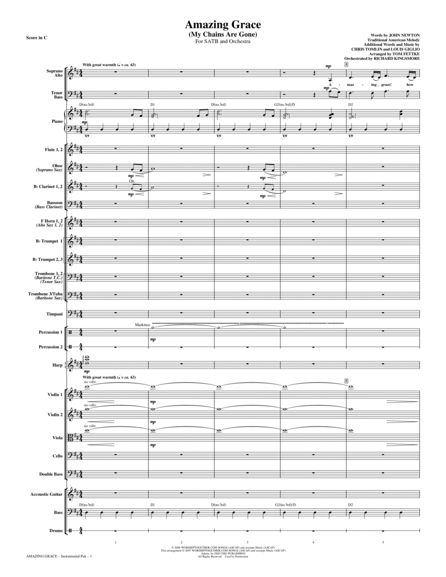 Amazing Grace (My Chains Are Gone) - Full Score Choir scores gallery preview page 1