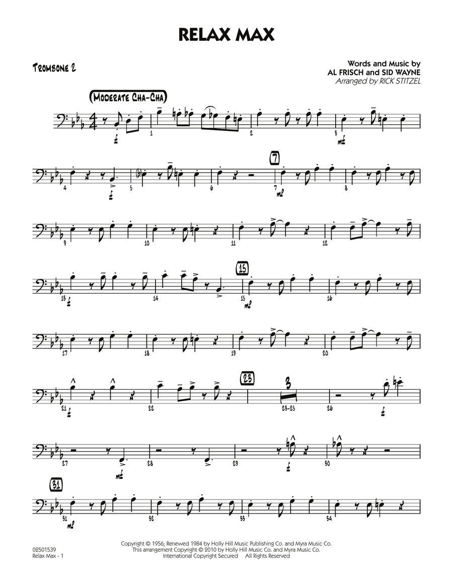 Relax Max (arr. Rick Stitzel) - Trombone 2 Jazz Ensemble scores gallery preview page 1