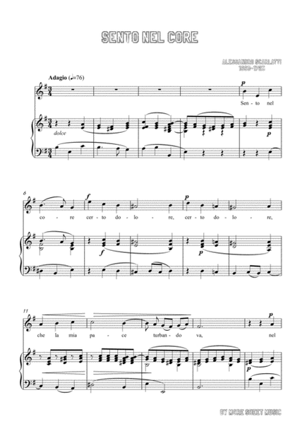 Scarlatti-Sento nel core in e minor,for Voice and Piano image number null