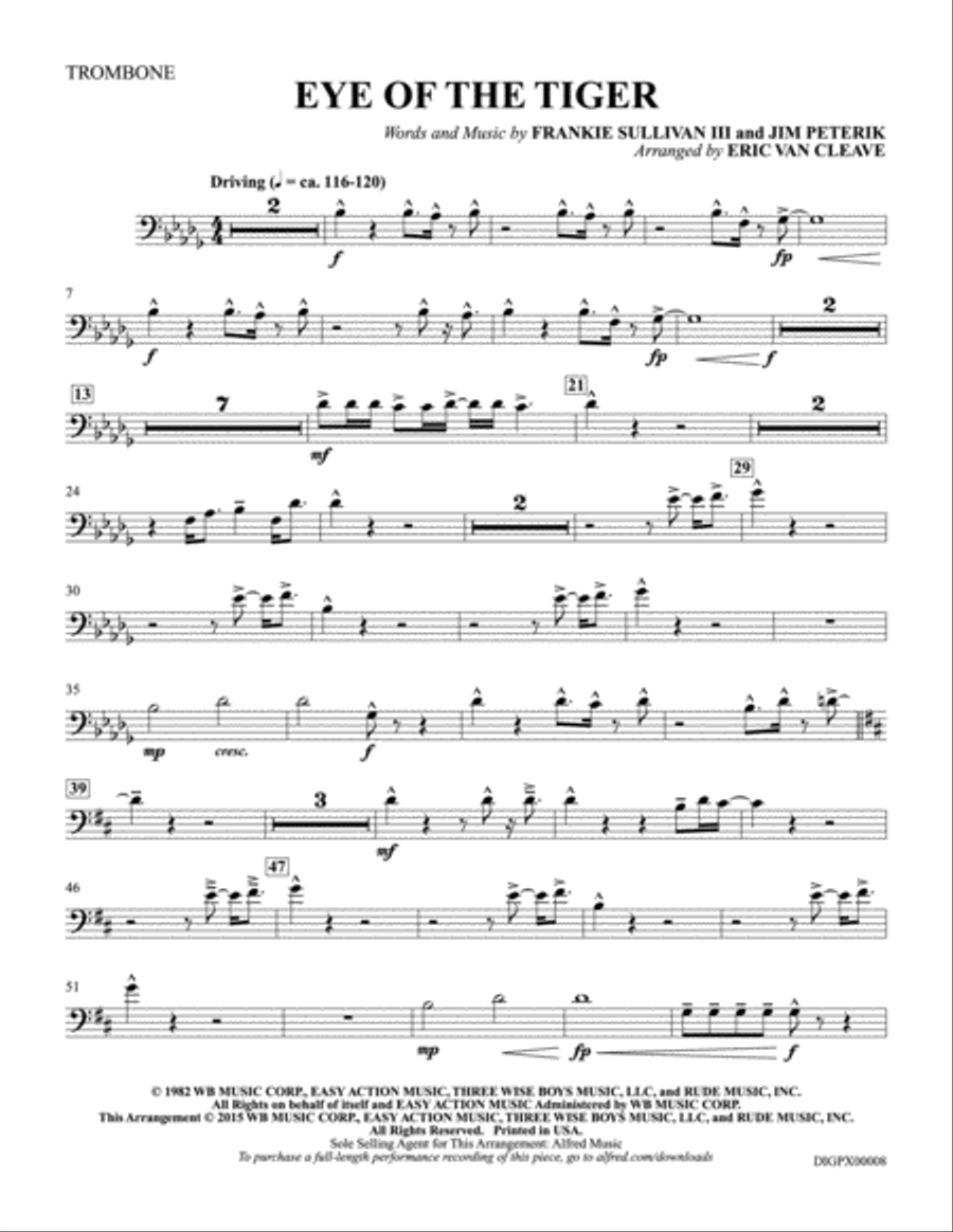 Eye of the Tiger: Trombone Trombone scores gallery preview page 1